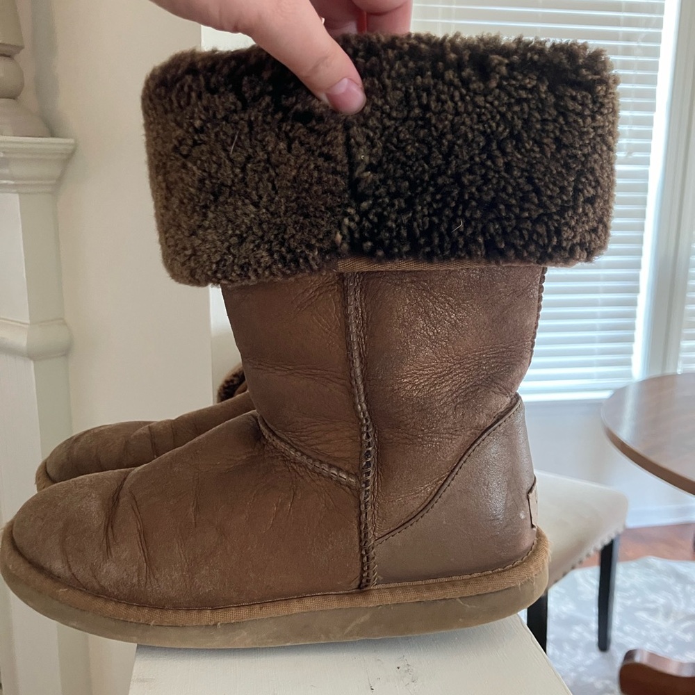 Bronze metallic tall UGGS